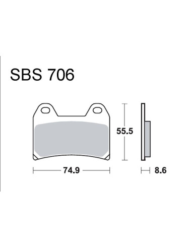 Bremsebelægning SBS 706 RST forbremse | Madsens Online