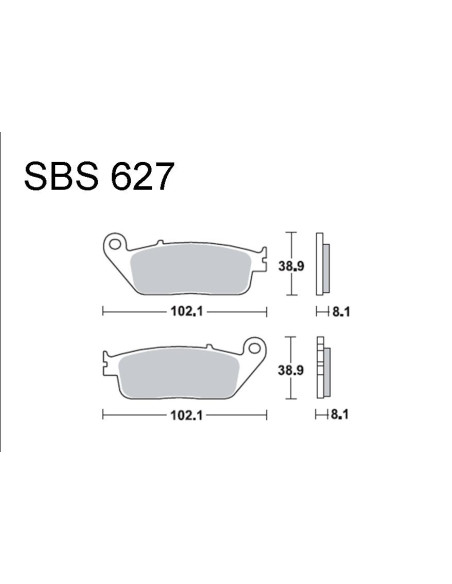 Bremsebelægning SBS 627 HS Forbremse | Madsens Online
