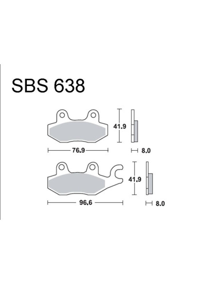 Bremsebelægning SBS 638 LS Bagbremse | Madsens Online